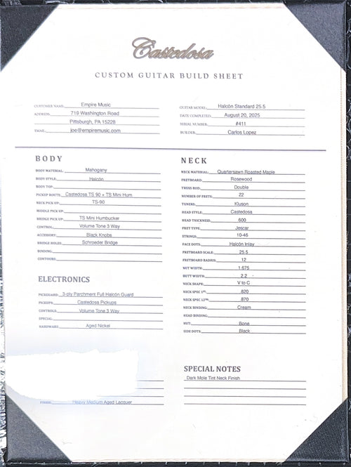 Castedosa Guitars Halcón Standard - Aged 2-Tone Sunburst #411