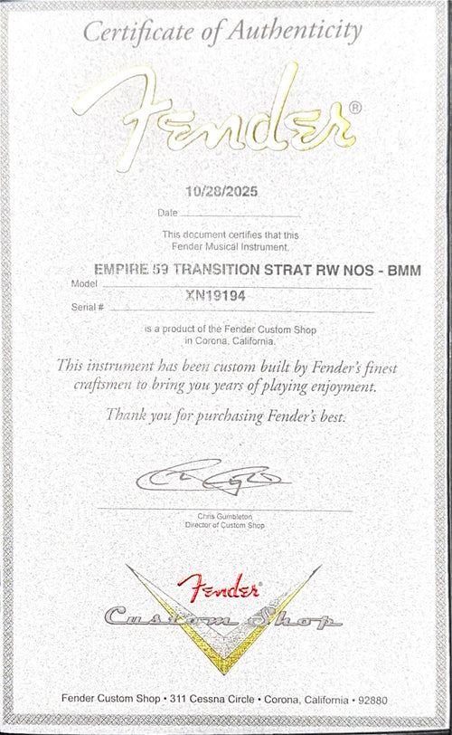 Fender Custom Shop Empire 59 Transition Stratocaster NOS - Burgundy Mist Metallic #19194