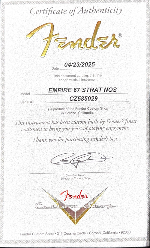 Fender Custom Shop Empire 67 Stratocaster NOS - Teal Green Metallic #85029