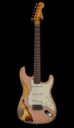 Used Fender Custom Shop LTD 1959 Stratocaster Super Heavy Relic (2021) - Aged Shell Pink/3-Color Sunburst #55604 with Original Hard Case