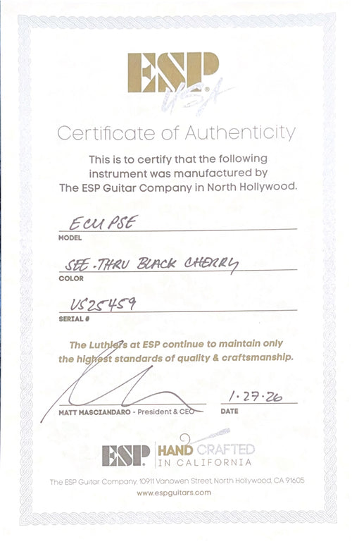 ESP Eclipse USA Mahogany - See-Thru Black Cherry #25459