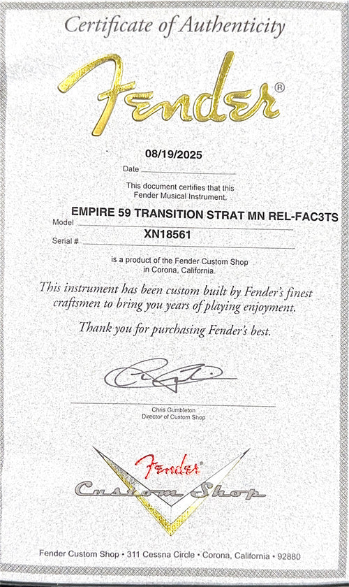 Fender Custom Shop Empire 59 Transition Stratocaster Relic - Faded Aged Chocolate 3-Tone Sunburst #18561