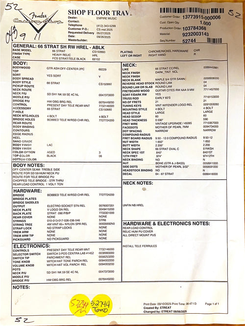 Fender Custom Shop 1966 Stratocaster SH Heavy Relic - Aged Black #87617