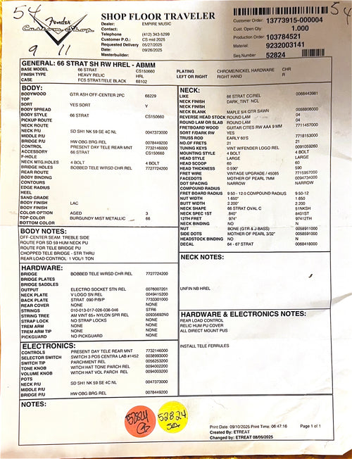 Fender Custom Shop 1966 Stratocaster SH Heavy Relic - Aged Burgundy Mist Metallic #88392