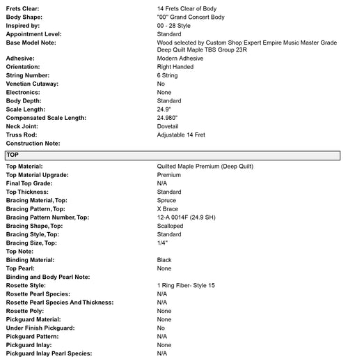 Martin Custom Shop 00-28 Style Master Grade Deep Quilt Maple (Empire Music Spec) #29853