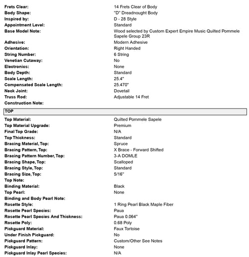 Martin Custom Shop D-28 Style Quilted Pommele Sapele (Empire Music Spec) #32436