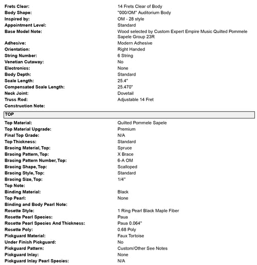 Martin Custom Shop OM-28 Style Quilted Pommele Sapele (Empire Music Spec) #37055