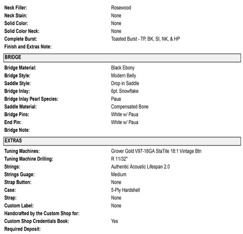 Martin Custom Shop D-41 Style Exceptional Figured Koa Toasted Burst (Empire Music Spec) #37049