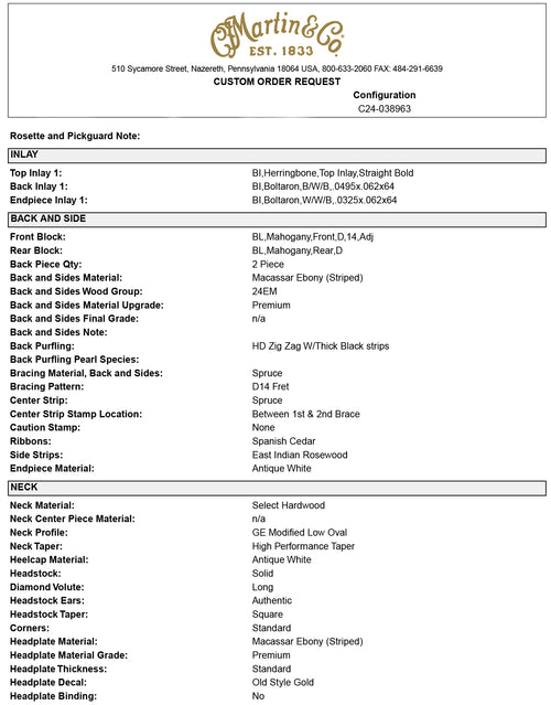 Martin Custom Shop HD-28 Style Sinker Redwood/Macassar Ebony (Empire Music Exclusive) #45147
