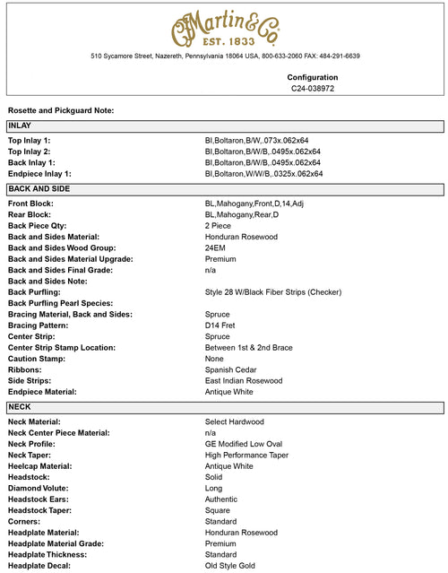 Martin Custom Shop D-28 Style Honduran Rosewood - Natural #53702 (Empire Music Spec)