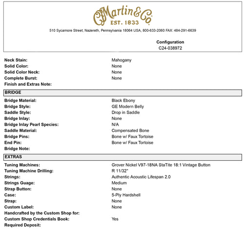 Martin Custom Shop D-28 Style Honduran Rosewood - Natural #53702 (Empire Music Spec)