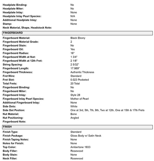 Martin Custom Shop D-28 Style Honduran Rosewood - 1933 Ambertone #59962 (Empire Music Spec)