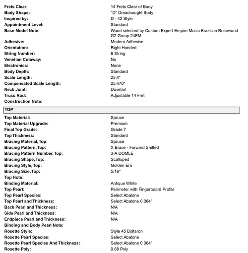 Martin Custom Shop D-42 Style Brazilian Rosewood #55742 (Empire Music Spec)