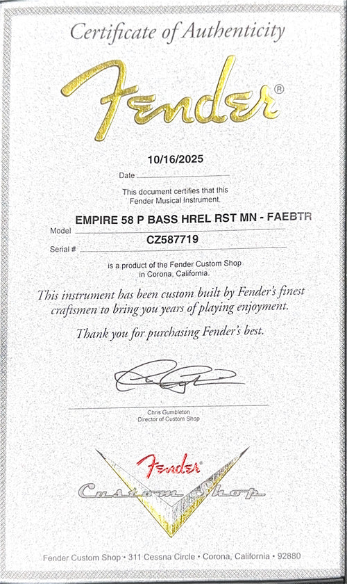 Fender Custom Shop Empire 58 Precision Bass Heavy Relic - Faded Aged Ebony Transparent #87719