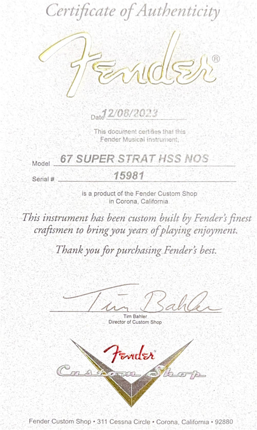 Fender Custom Shop Empire 67 Super Stratocaster HSS NOS - Lime Green #15981 (Open Box)