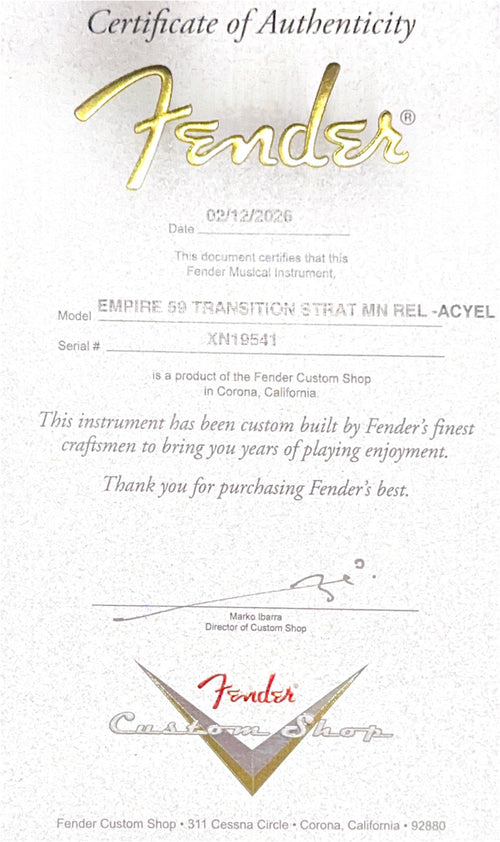 Fender Custom Shop Empire 59 Transition Stratocaster Relic - Aged Canary Yellow #19541