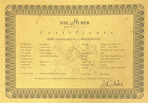 Nik Huber Guitars Krautster III - Worn Petrol Blue #65367
