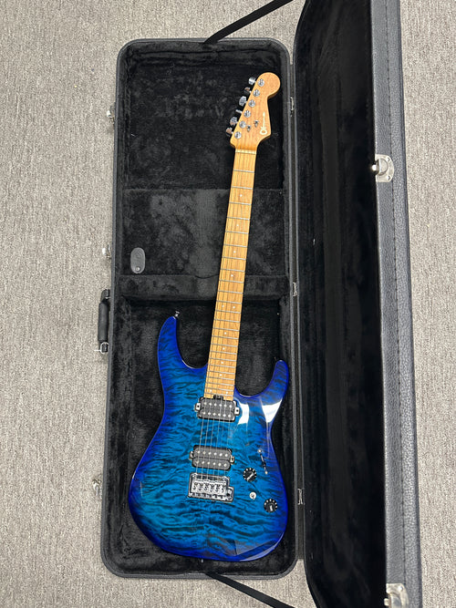 Used Charvel Pro-Mod DK24 HH 2PT CM QM (2020) - Chlorine Burst #03496 with Hard Case