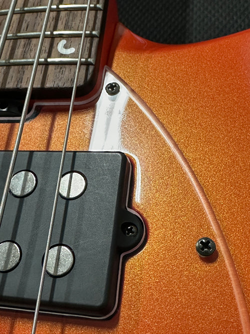 Used Ernie Ball Music Man Bongo 5 HH Piezo (2013) - Tangerine Pearl #28635 with Original Hard Case