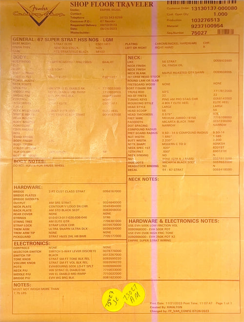 Fender Custom Shop Empire 67 Super Stratocaster HSS NOS - Lime Green #15981 (Open Box)