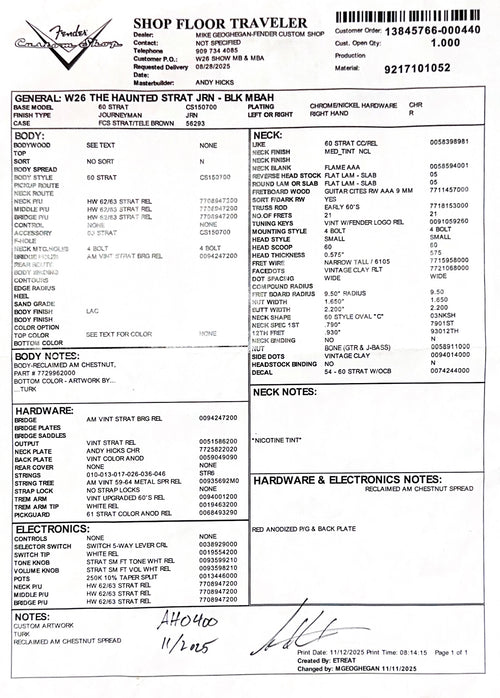 Fender Custom Shop Masterbuilt Andy Hicks "The Haunted Strat" Journeyman Relic #AH0400 (NAMM 2026)