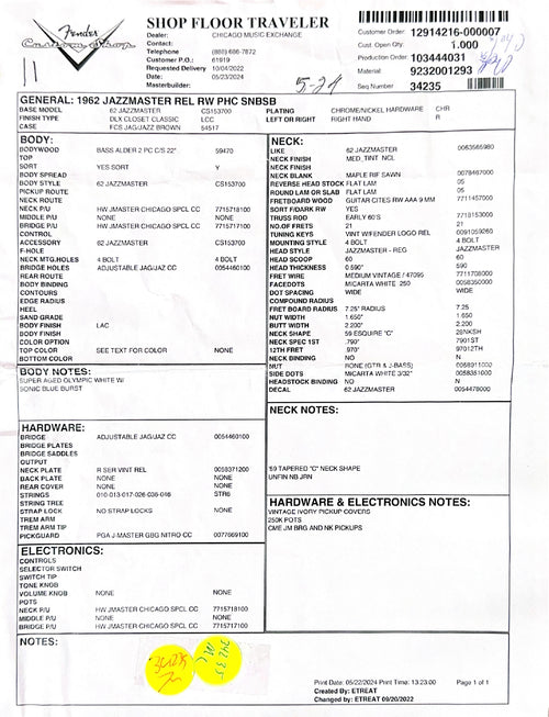 Used Fender Custom Shop Chicago Music Exchange Special '62 Jazzmaster DLX Closet Classic (2024) - Super Aged Olympic White/Sonic Blue Burst #34547 with Original Hard Case
