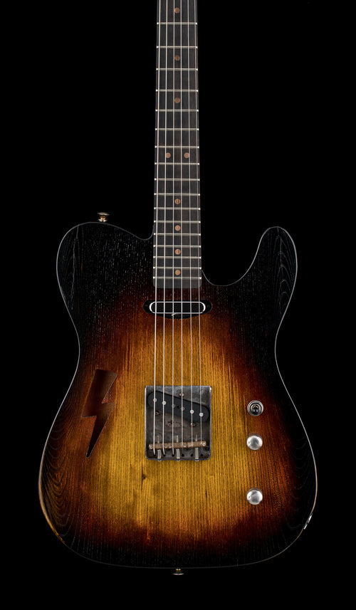 Black Volt Custom Shop Lightning Hole / Semi Hollow Tele - Violin Burst #049