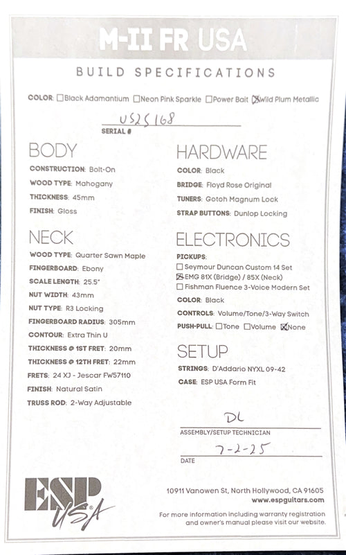 ESP M-II FR USA - Wild Plum Metallic #25168