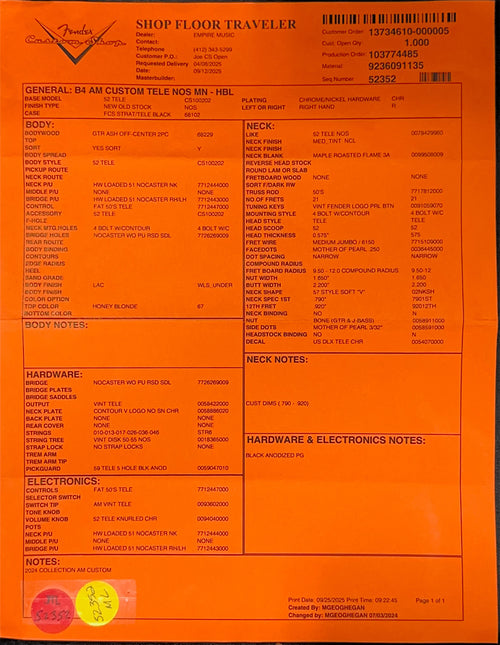 Fender Custom Shop American Custom Telecaster NOS - Honey Blonde #43181