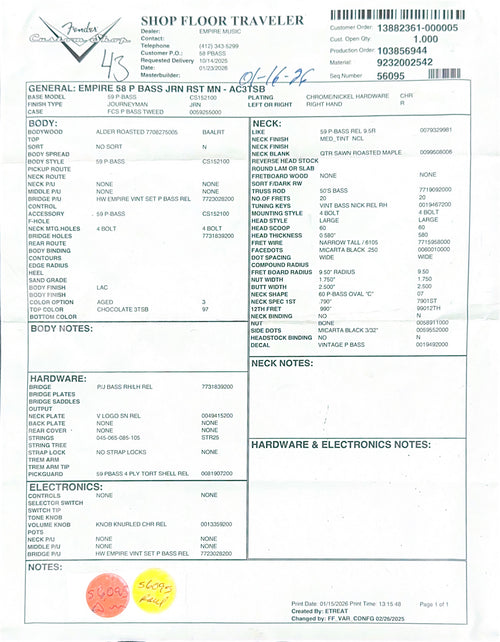 Fender Custom Shop Empire 58 Precision Bass Journeyman Relic - Aged Chocolate 3-Tone Sunburst #90325