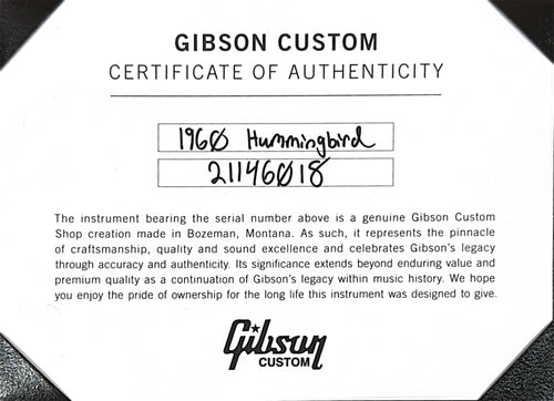 Gibson Custom Shop 1960 Hummingbird VOS - Heritage Cherry Sunburst #46018