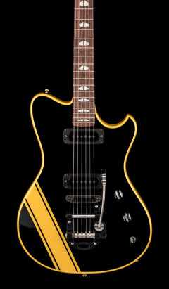 Powers Electric A-Type PF42 - Jet Black with Saffron Stripes #B512