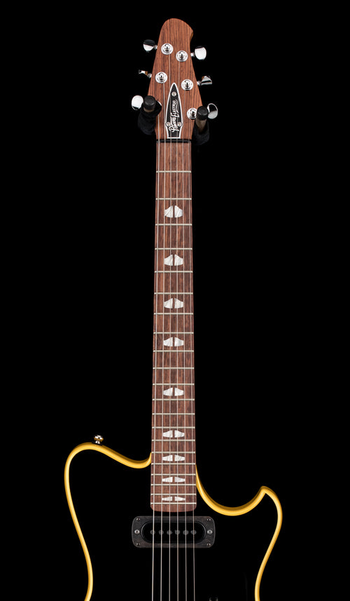 Powers Electric A-Type PF42 - Jet Black with Saffron Stripes #B512