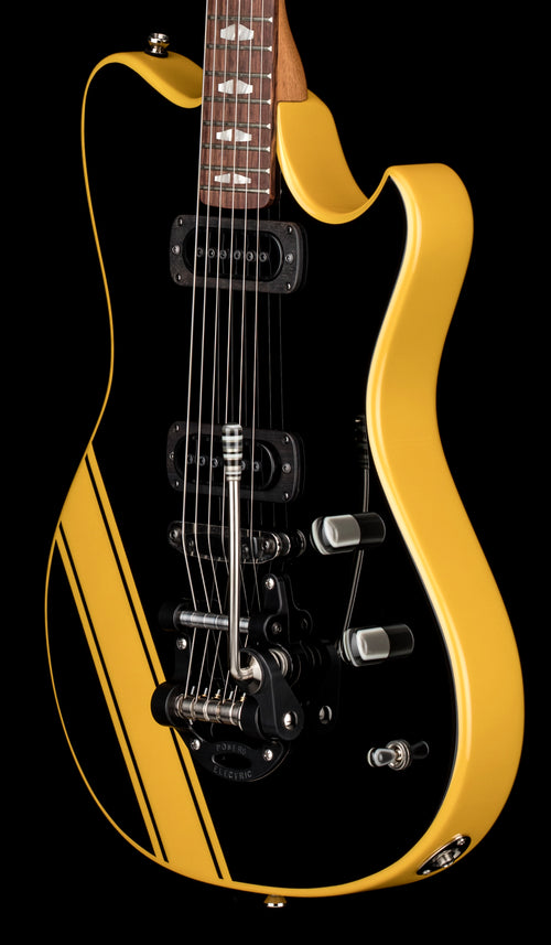Powers Electric A-Type PF42 - Jet Black with Saffron Stripes #B512