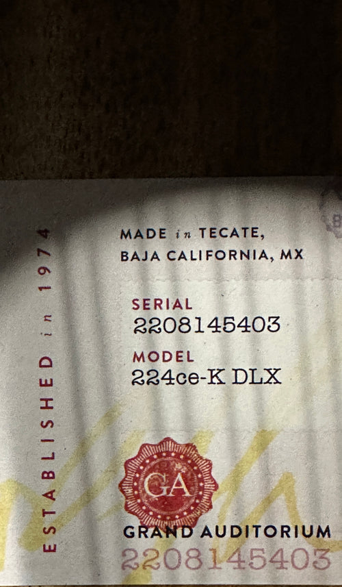 Taylor 224ce-K DLX - Shaded Edgeburst #45403 (Demonstration Model)