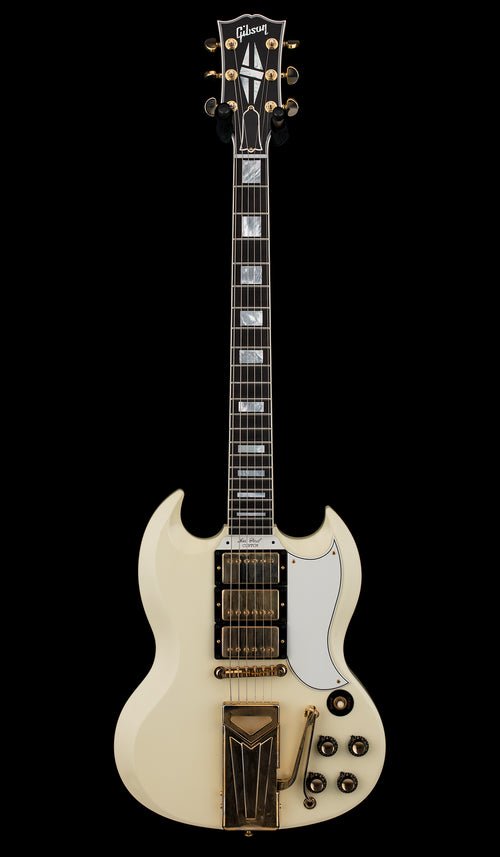 Used Gibson Custom Shop 60th Anniversary 1961 Les Paul SG Custom With Sideways Vibrola (2021) - Polaris White #07561 with Original Hard Case