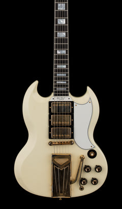 Used Gibson Custom Shop 60th Anniversary 1961 Les Paul SG Custom With Sideways Vibrola (2021) - Polaris White #07561 with Original Hard Case