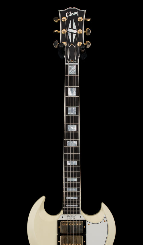Used Gibson Custom Shop 60th Anniversary 1961 Les Paul SG Custom With Sideways Vibrola (2021) - Polaris White #07561 with Original Hard Case