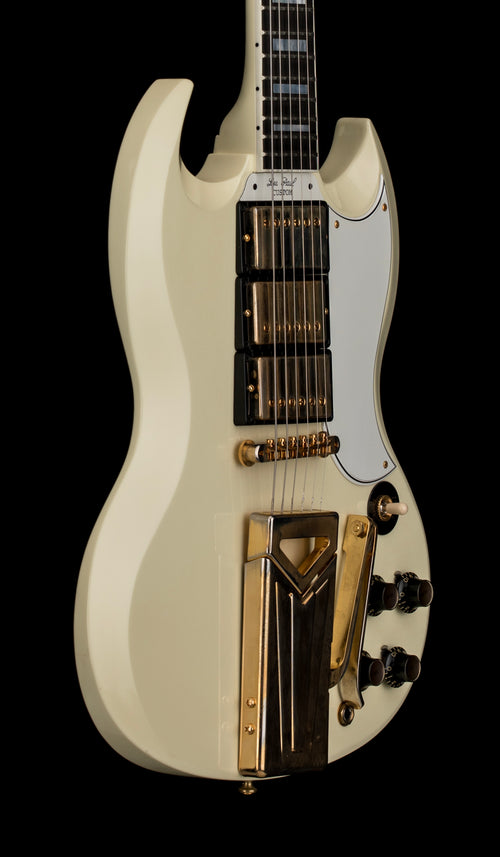 Used Gibson Custom Shop 60th Anniversary 1961 Les Paul SG Custom With Sideways Vibrola (2021) - Polaris White #07561 with Original Hard Case