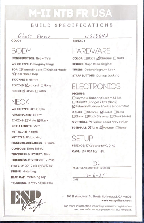 ESP M-II NTB FR USA - Ghost Flame #25642