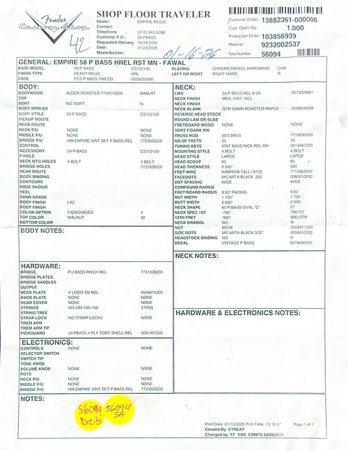 Fender Custom Shop Empire 58 Precision Bass Heavy Relic - Faded Aged Walnut #90432