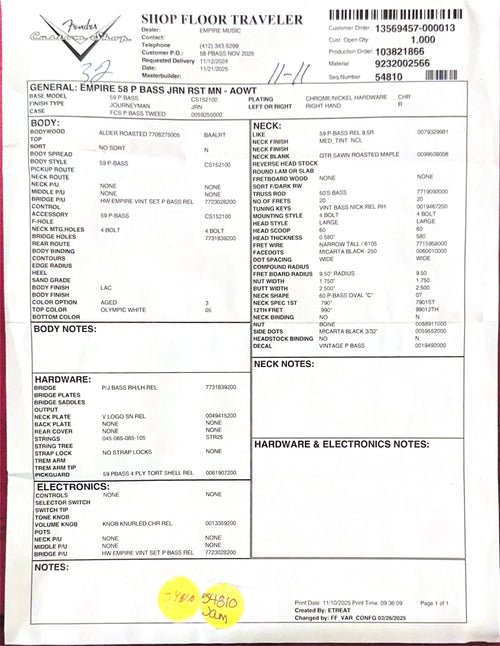 Fender Custom Shop Empire 58 Precision Bass Journeyman Relic - Aged Olympic White #88931