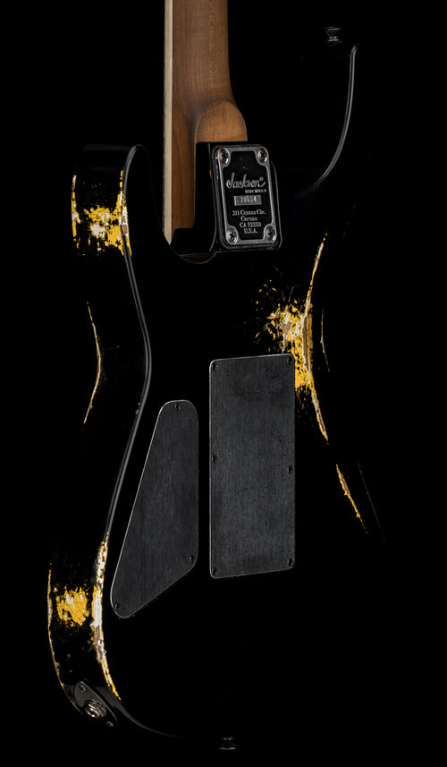 Jackson Custom Shop Korina DK HS FR Heavy Relic - Black over Graffiti Yellow #20654 (Empire Music Spec)