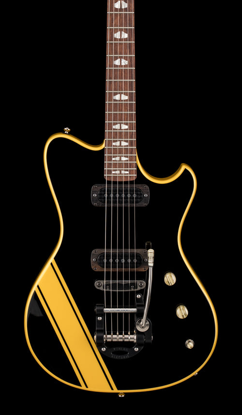 Powers Electric A-Type FF42 - Jet Black with Saffron Stripes #B513