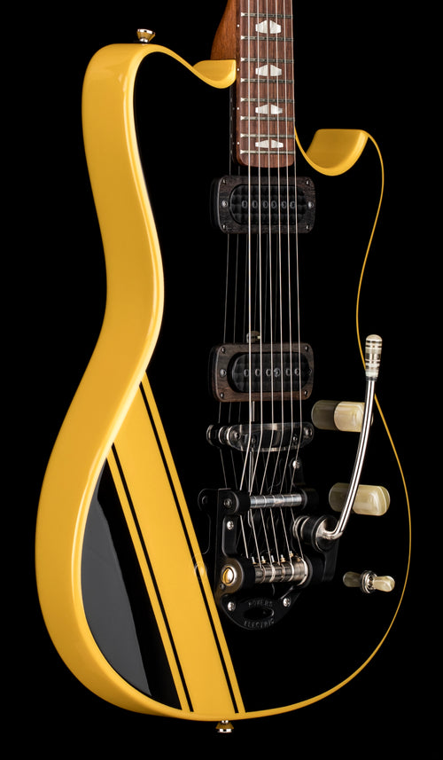 Powers Electric A-Type FF42 - Jet Black with Saffron Stripes #B513