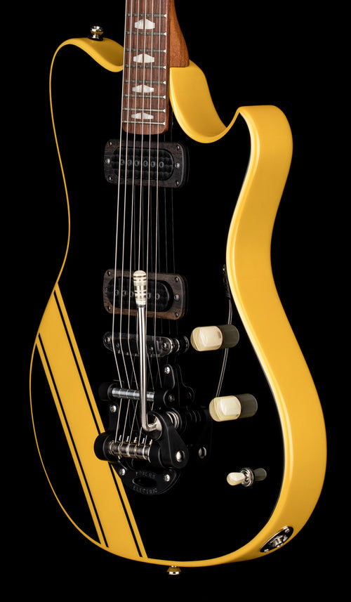 Powers Electric A-Type FF42 - Jet Black with Saffron Stripes #B513