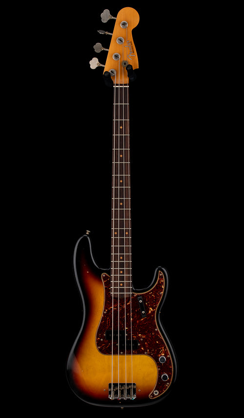 Used Fender Custom Shop '63 P Bass Journeyman Relic (2022) - Aged 3-Color Sunburst #66352 with Original Hard Case