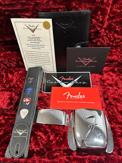 Used Fender Custom Shop '61 Jazz Bass Heavy Relic (2019) - Aged Olympic White #40413 With Original Hard Case