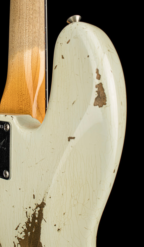 Used Fender Custom Shop '61 Jazz Bass Heavy Relic (2019) - Aged Olympic White #40413 With Original Hard Case