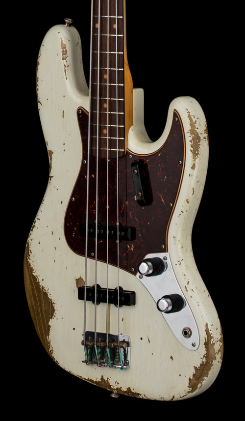 Used Fender Custom Shop '61 Jazz Bass Heavy Relic (2019) - Aged Olympic White #40413 With Original Hard Case